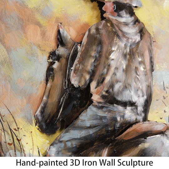 Empire Art Direct 16" x 24" Cowboy Mixed Media Iron Hand Painted Dimensional Wall Sculpture